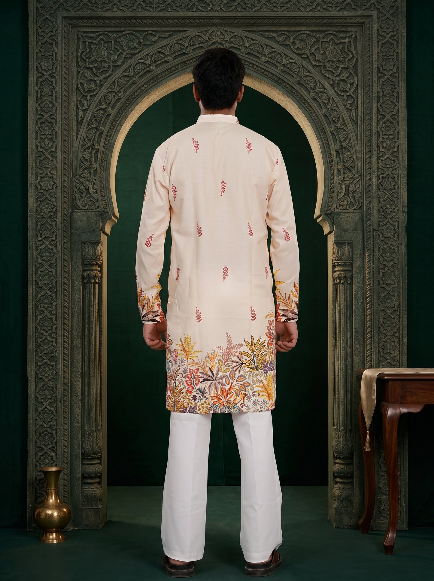 Ivory Ethnic Kurta With Traditional Designer Print
