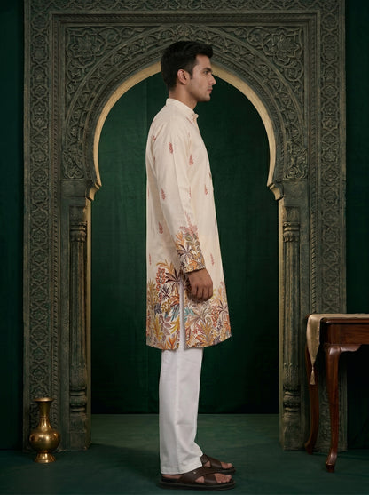 Ivory Ethnic Kurta With Traditional Designer Print
