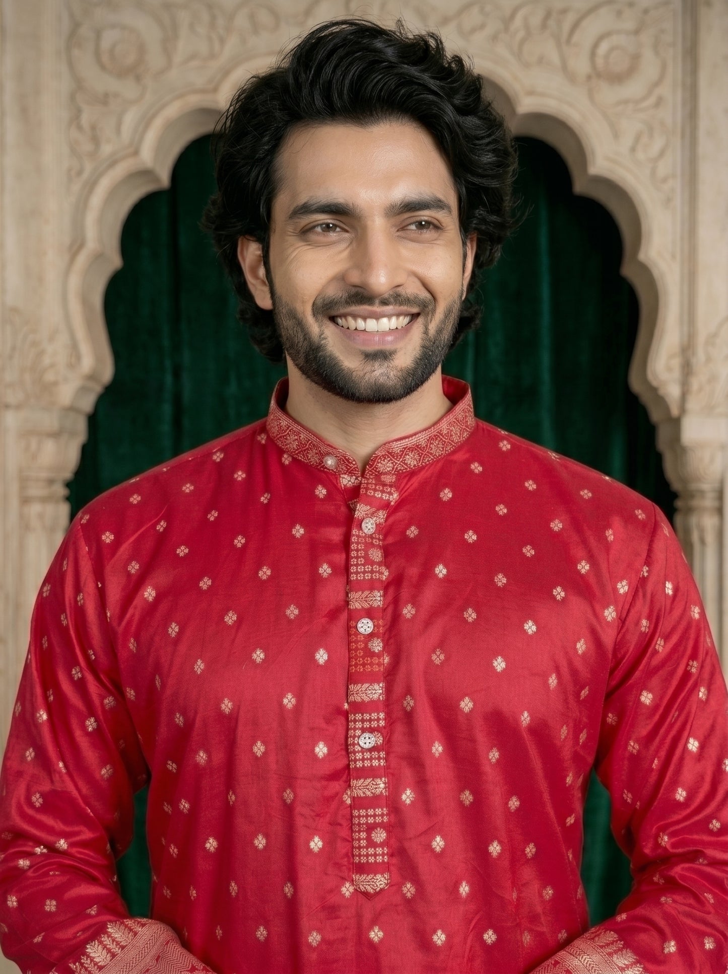 royal red daman jacquard kura
