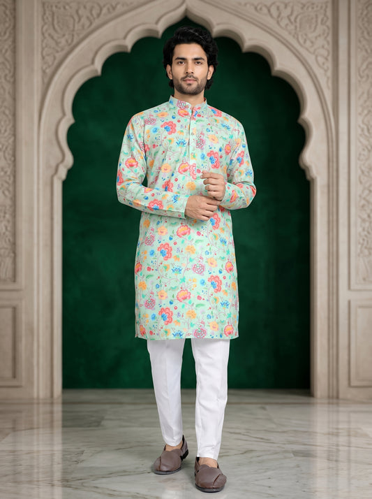 Pista Ethnic Kurta With Floral Print Designer Look