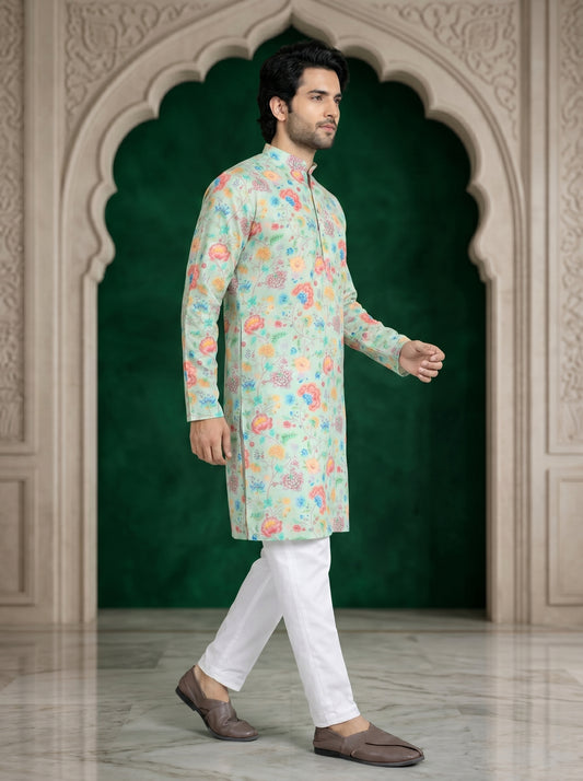 Pista Ethnic Kurta With Floral Print Designer Look