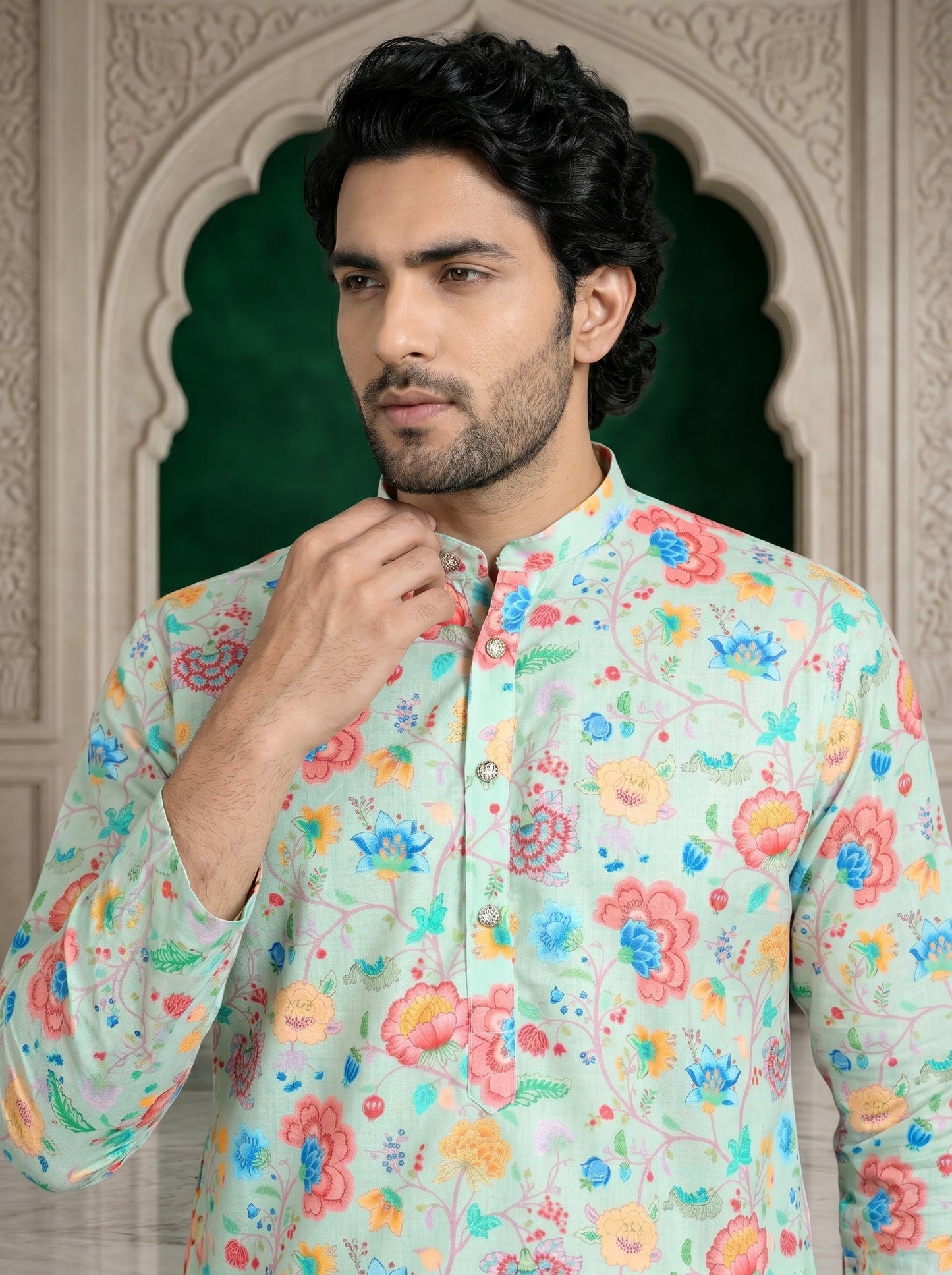 Pista Ethnic Kurta With Floral Print Designer Look
