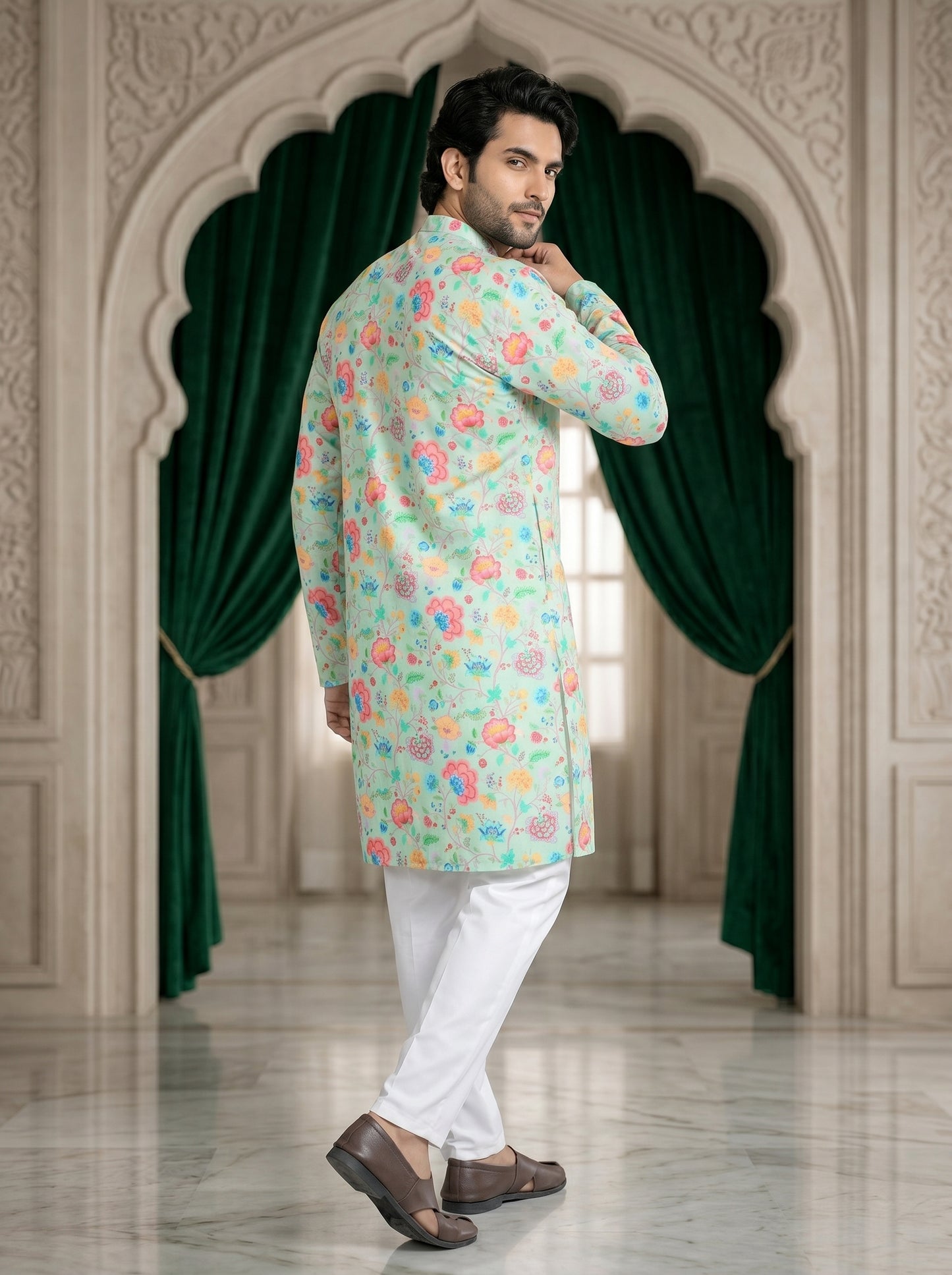 Pista Ethnic Kurta With Floral Print Designer Look
