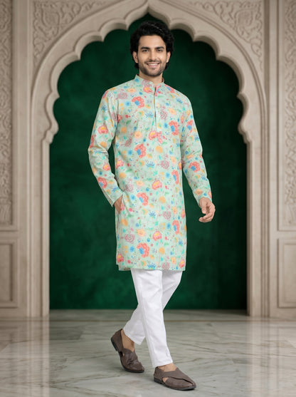 Pista Ethnic Kurta With Floral Print Designer Look