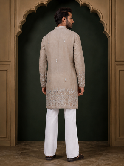 Ivory Chiku Jari Sequence Embroidery Simar Kurta