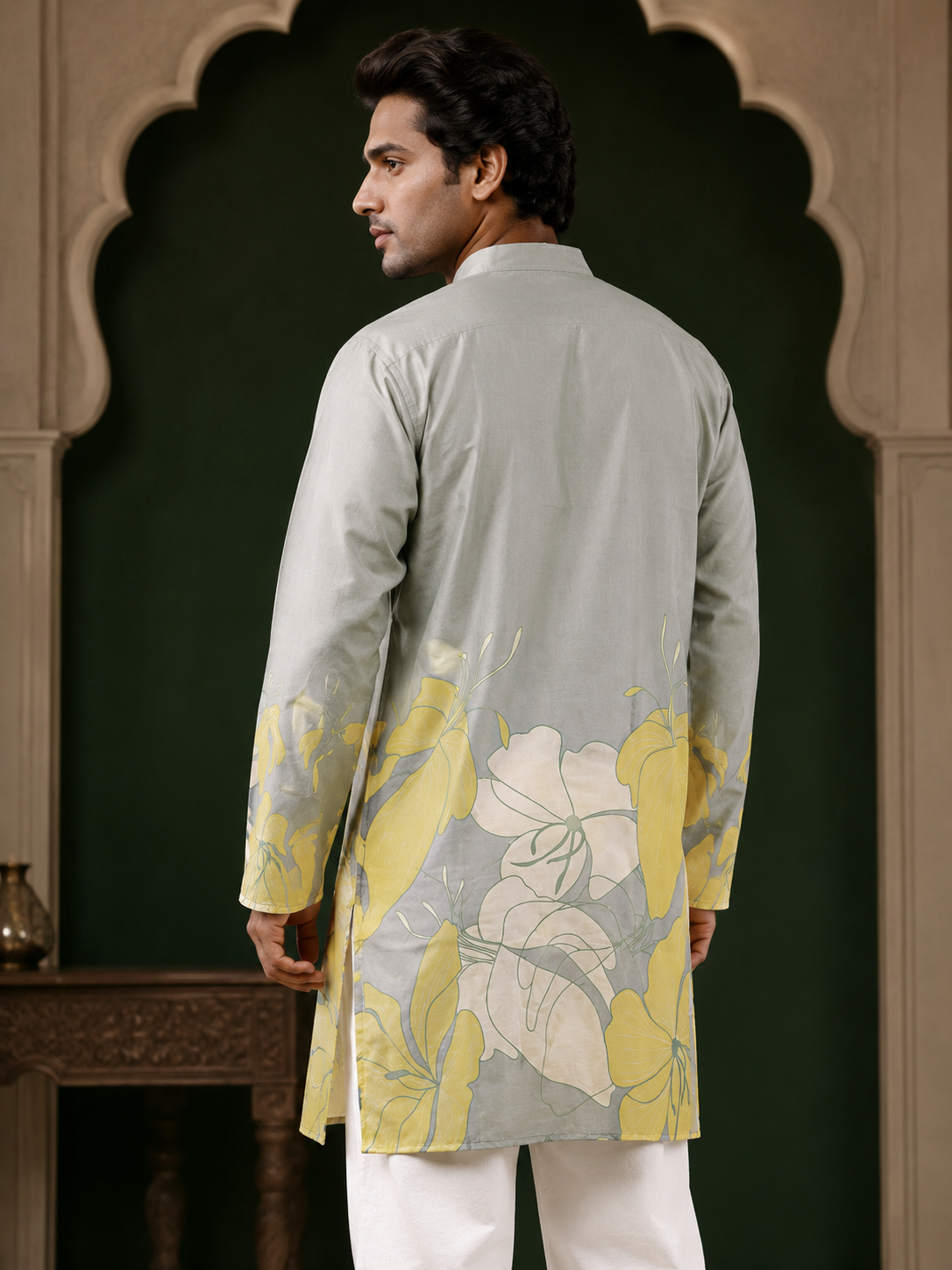 Designer Floral Print Kurta - Soft Pastel Tones