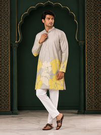 Designer Floral Print Kurta - Soft Pastel Tones