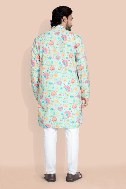 Pista Ethnic Kurta With Floral Print Designer Look