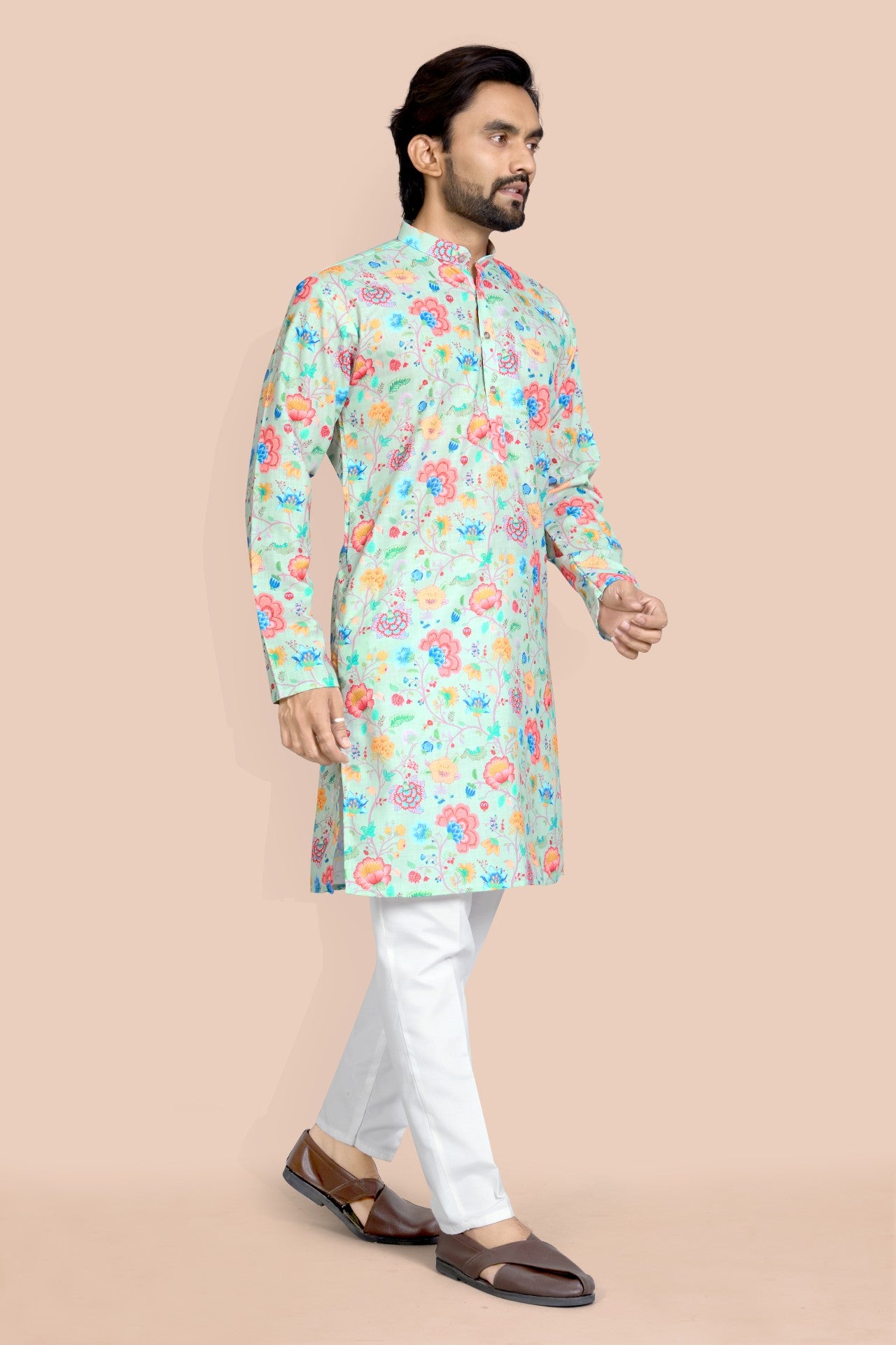 Pista Ethnic Kurta With Floral Print Designer Look