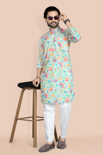 Pista Ethnic Kurta With Floral Print Designer Look