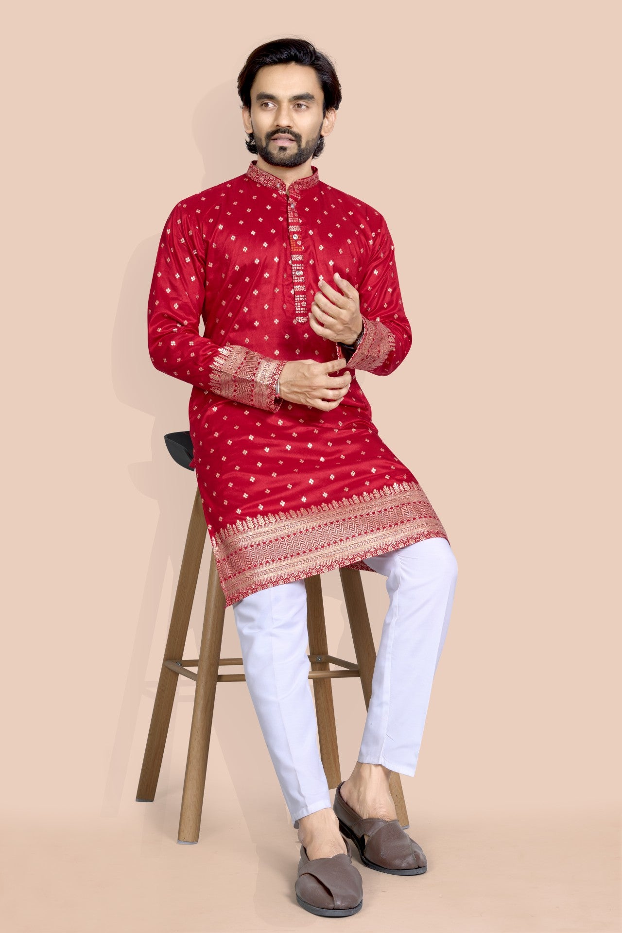 royal red daman jacquard kura