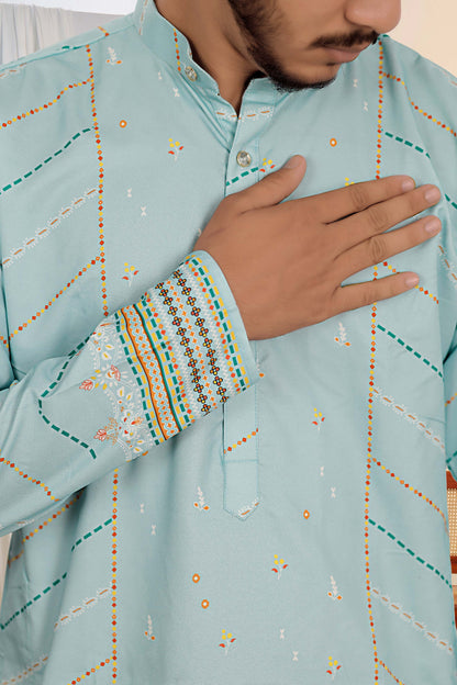 Sky Blue Designer Panel Kurta