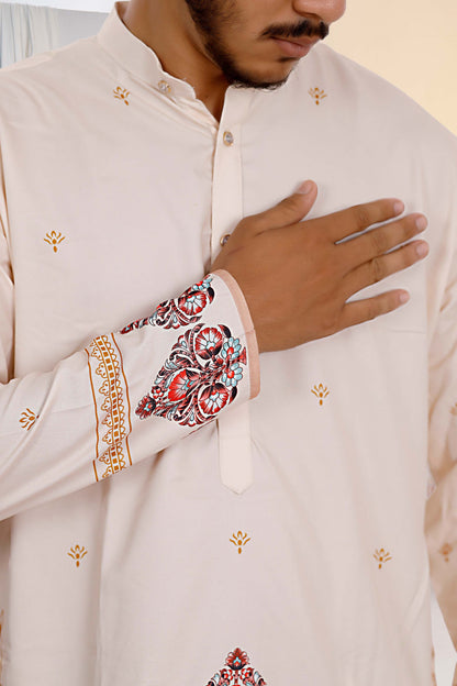 Ivory Ethnic Kurta With Traditional Designer Print